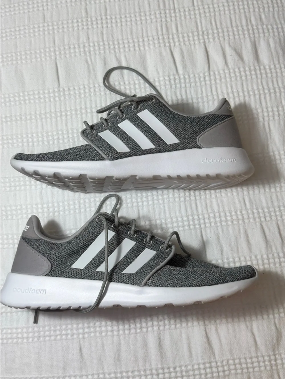 Adidas Grey Cloudfoam‎ Running Shoes with White Stripes